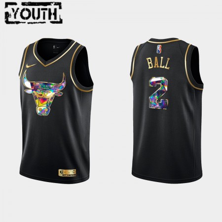 Maillot Basket Chicago Bulls Lonzo Ball 2 Nike 2021-22 Noir Golden Edition 75th Anniversary Diamond Swingman - Enfant